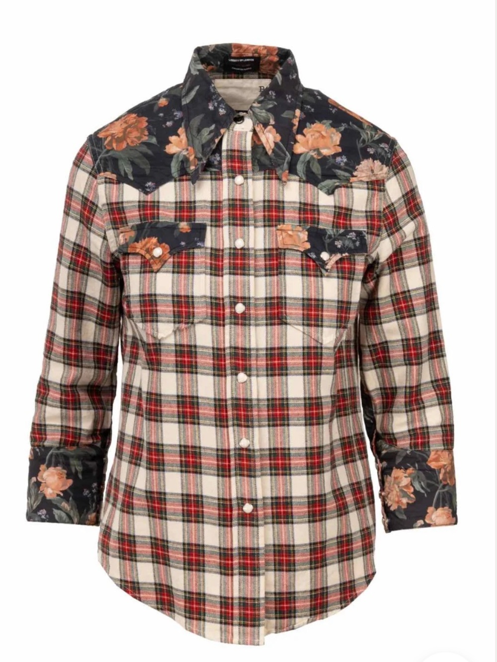 R13 XS Exaggerated Collar Cowboy Shirt Liberty Fabric Flannel